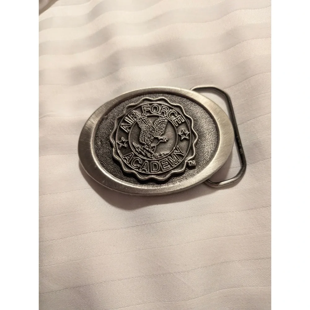Vintage GAP Belt Buckle Air Force Academy USA 90s Collegiate Pewter Oval Buckle
